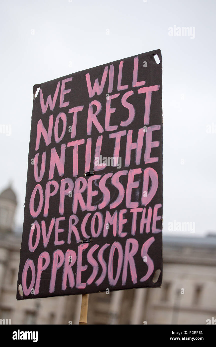 London, Großbritannien. 19. Januar 2019. Frauen März gegen Sparpolitik und das Patriarchat in Central London: George Cracknell Wright/Alamy leben Nachrichten Stockfoto