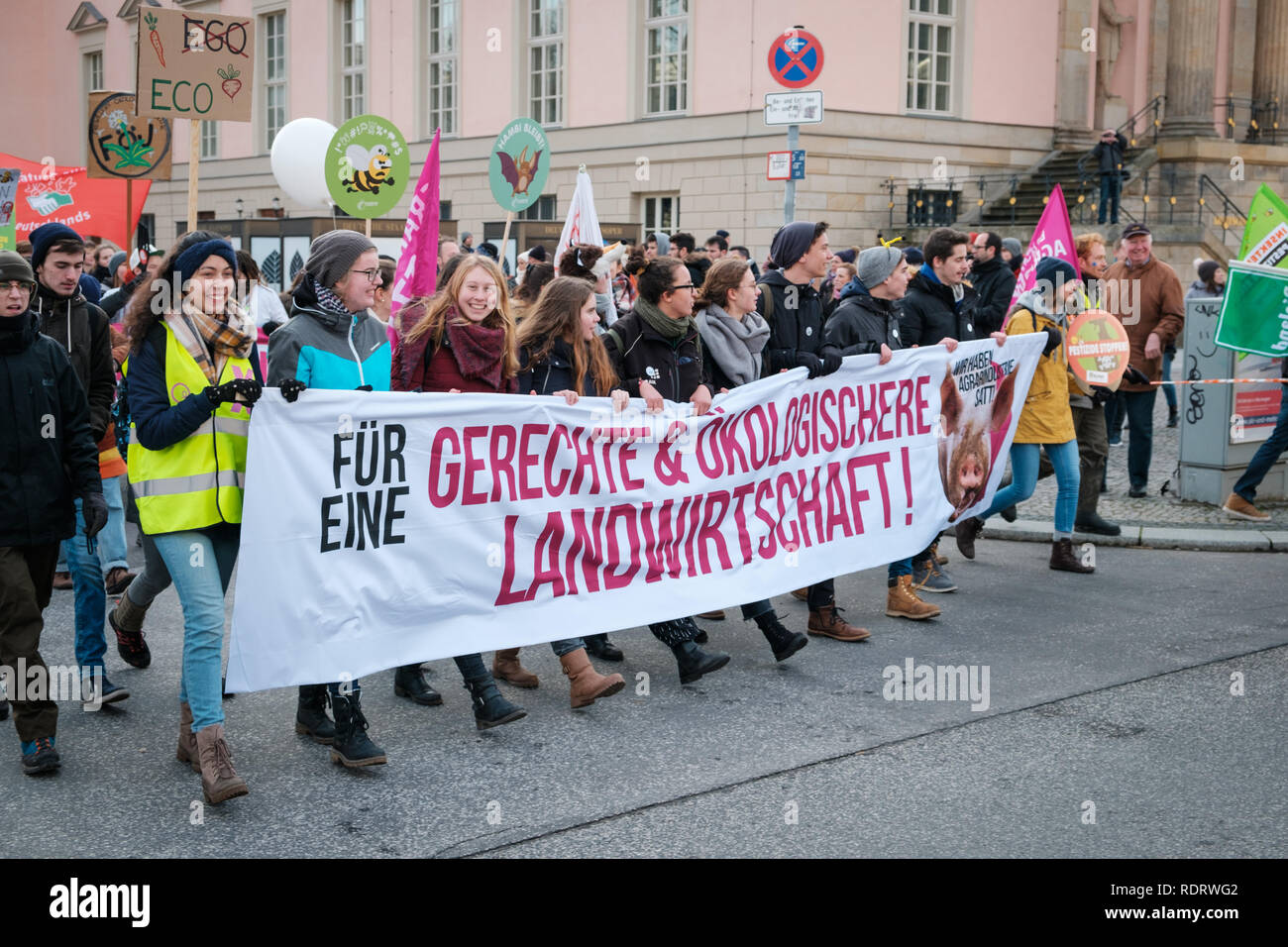 Berlin, Deutschland - Januar 19, 2019: Demonstration "Wir haben es satt", gegen die deutsche und die EU-Agrarpolitik und für eine nachhaltige Landwirtschaft in Berlin Credit: hanohiki/Alamy leben Nachrichten Stockfoto