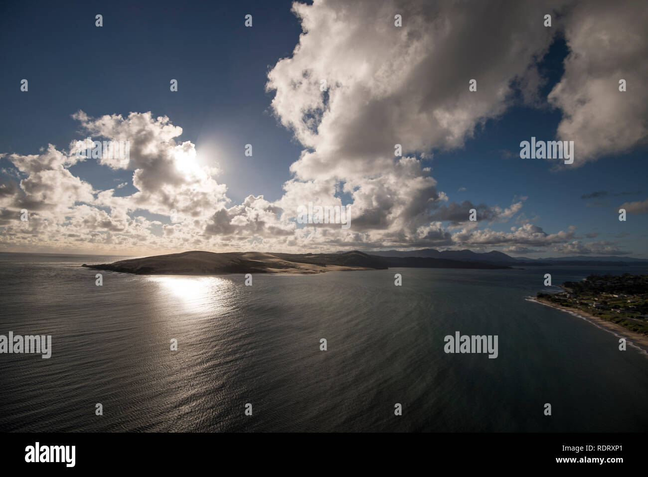 Antenne Vista in der Nähe von Omapere in der Hoikianga Region Northland auf der Nordinsel Neuseelands. Stockfoto