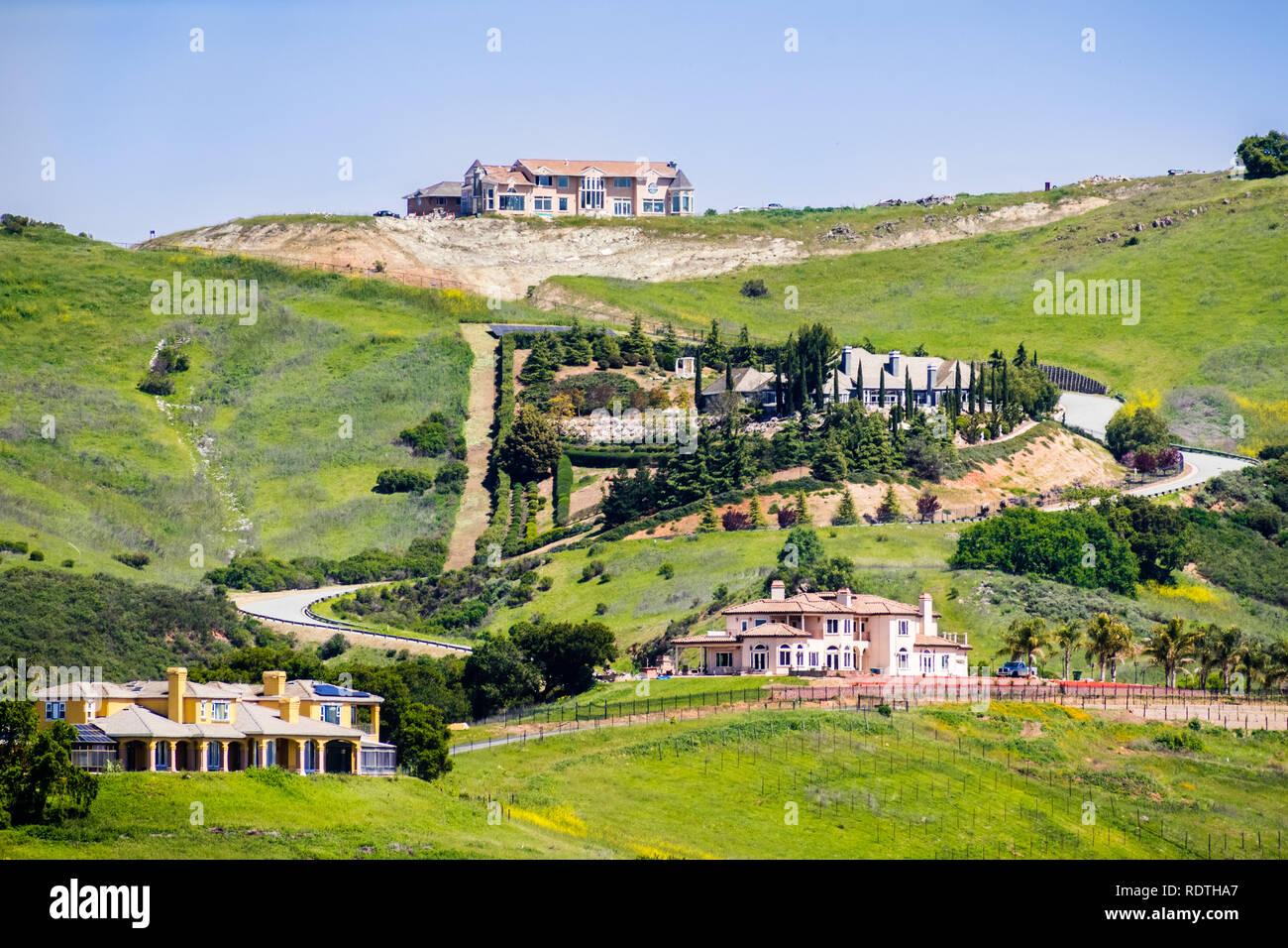 Villen auf den Hügeln von South San Francisco Bay Area, San Jose, Santa Clara County, Kalifornien Stockfoto
