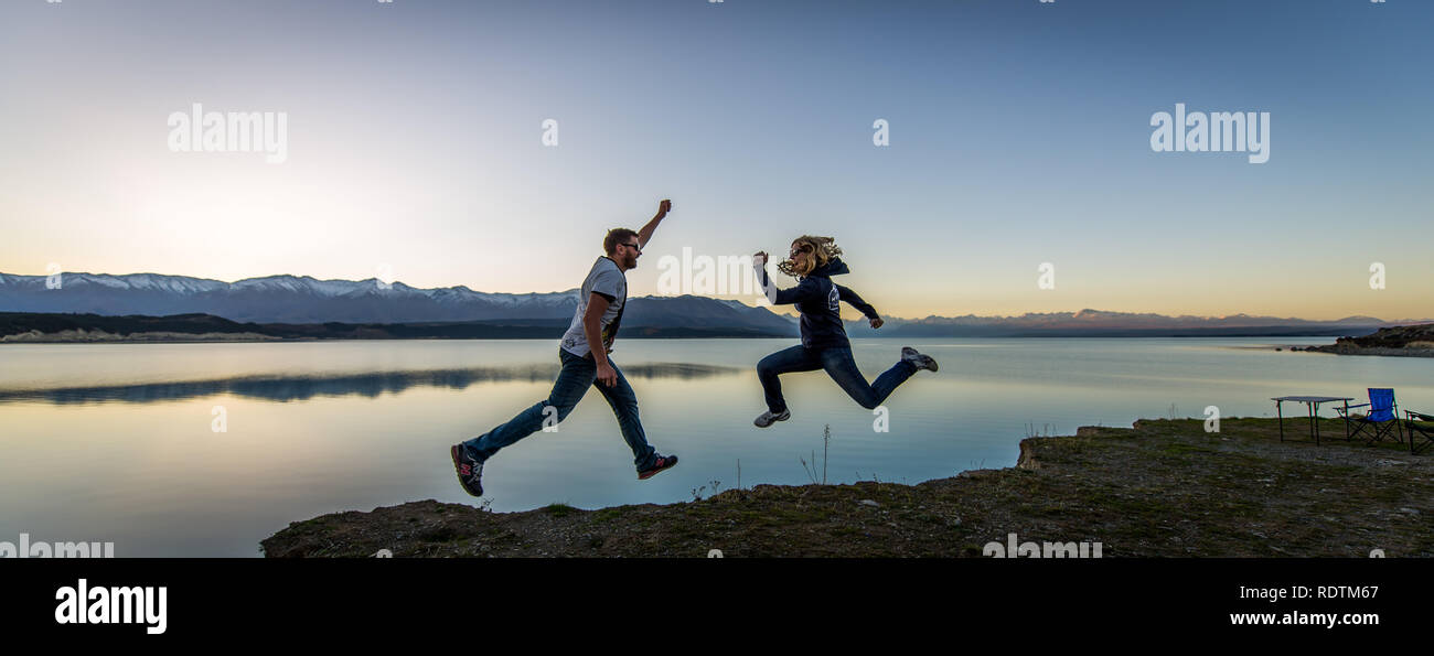 Luft wandern, Lake Pukaki, NZ Stockfoto