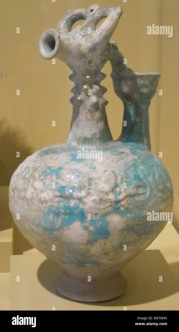 Aquamanile, Iran, 13 Uhr Jahrhunderts, verglaste Stein-Paste, Honolulu Akademie der Künste. Stockfoto