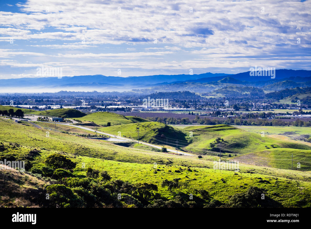 Blick Richtung Morgan Hill, South San Francisco Bay Area, Kalifornien Stockfoto