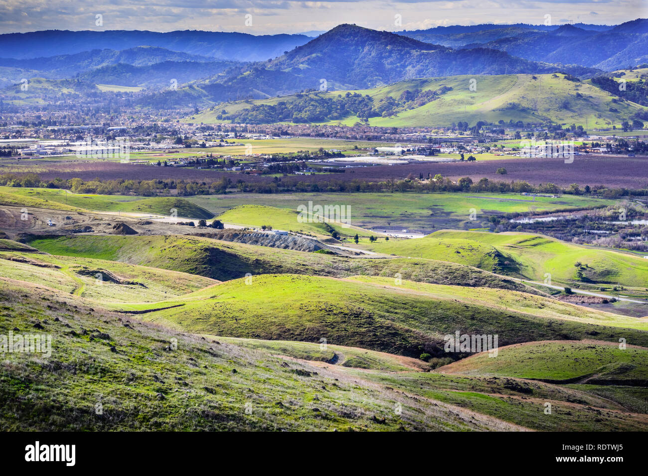 Blick Richtung Morgan Hill, South San Francisco Bay Area, Kalifornien Stockfoto