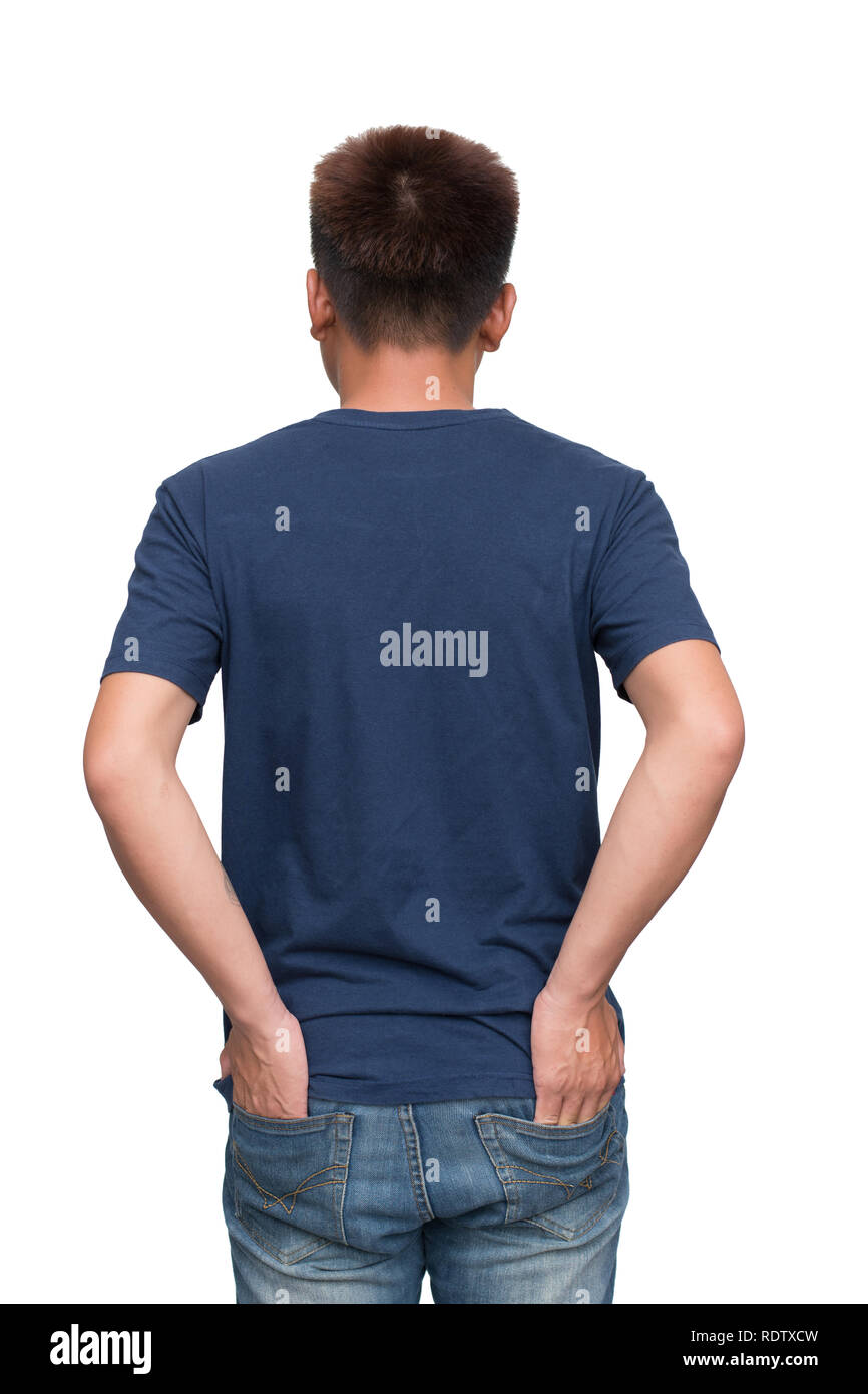 Ein Mann mit seinen Händen in Jeans Taschen. Mit Freistellungspfad Stockfoto