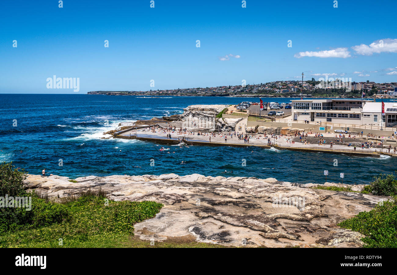 24. Dezember 2018, Sydney, Australien: Clovelly Clovelly Bay Beach und Tom Caddy Punkt Ansicht während Bondi, coogee an der Küste zu Fuß in Sydney NSW Australien Stockfoto