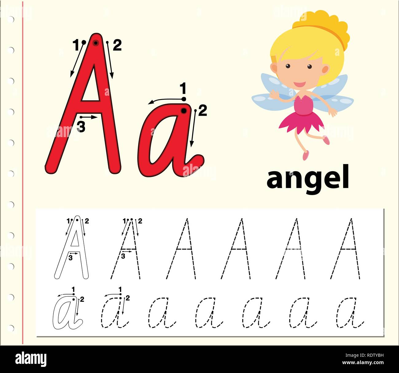 Brief eine Ablaufverfolgung Abbildung alphabet Arbeitsblätter Stock Vektor