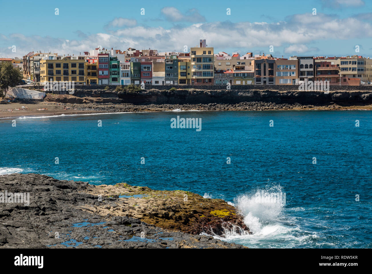 Dorf an der Küste von La Garita auf der Insel Gran Canaria. Stockfoto