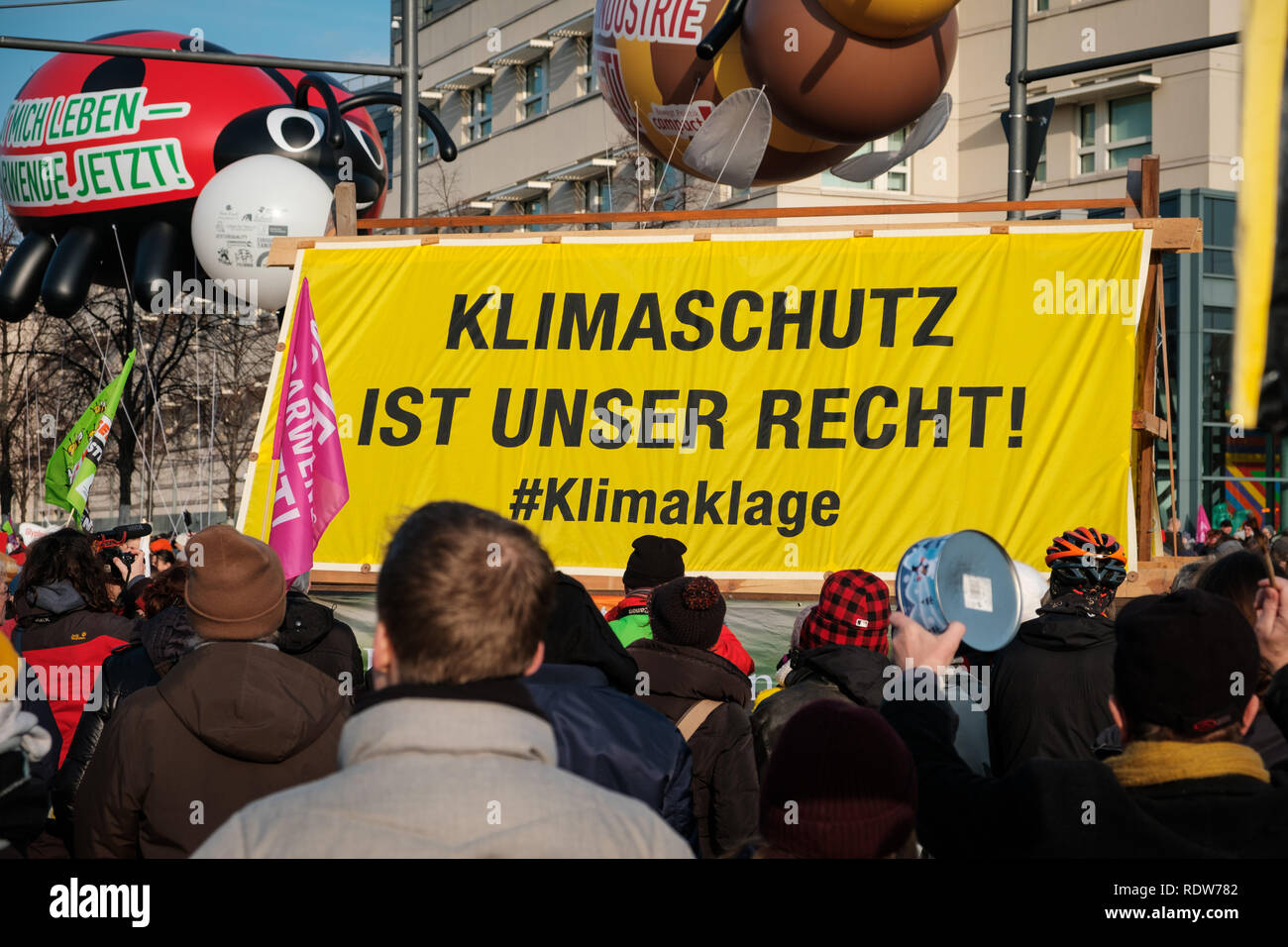 Berlin, Deutschland - Januar 19, 2019: Demonstration "Wir haben es satt", gegen die deutsche und die EU-Agrarpolitik und für nachhaltige Landwirtschaft i Stockfoto