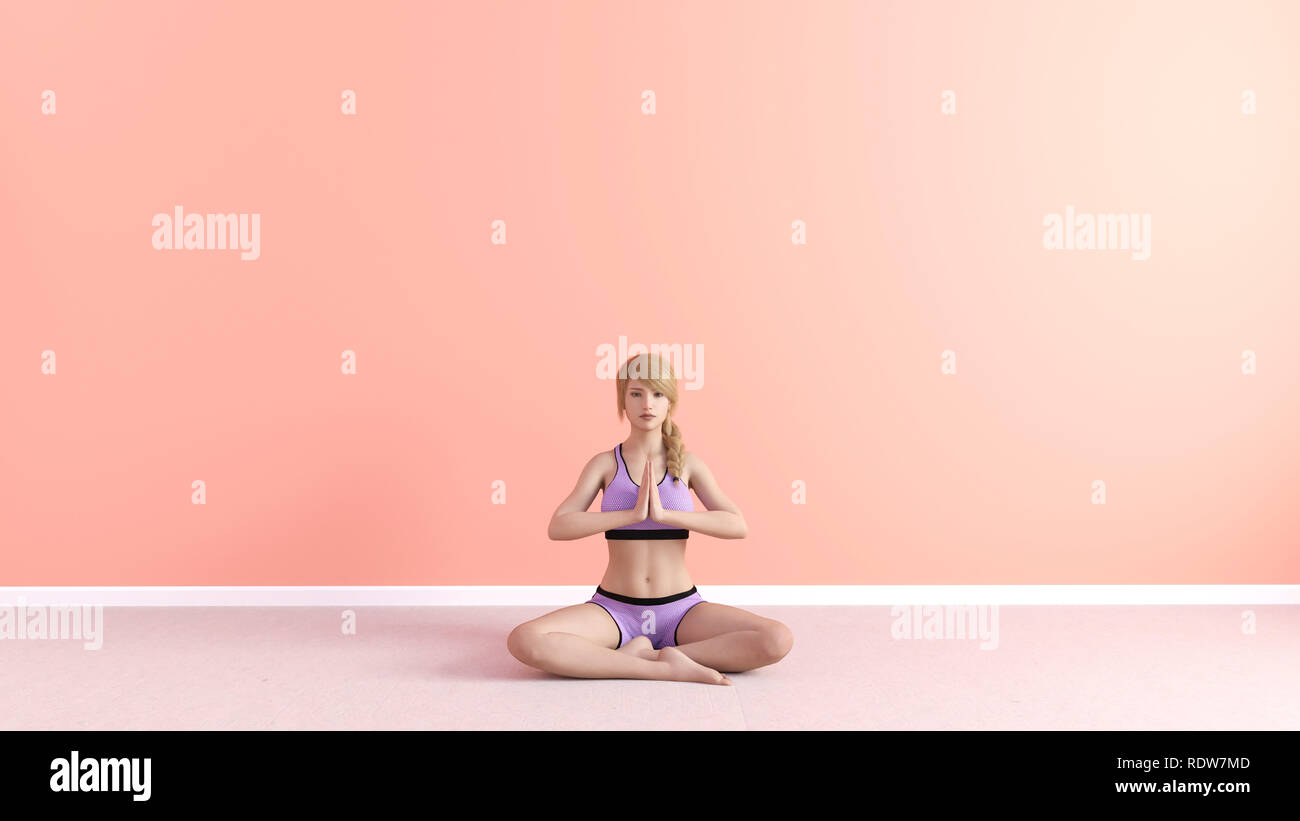 Chakra Meditation Yoga Pose weiblich Frau Demonstration Konzept Stockfoto
