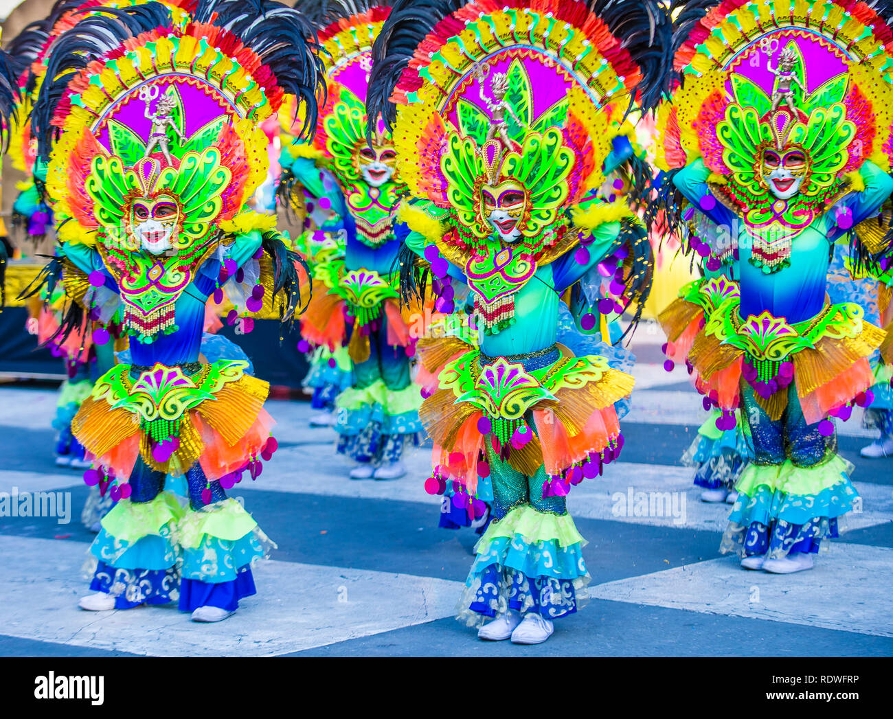 Teilnehmer am Masskara Festival in Bacolod Philippinen Stockfoto