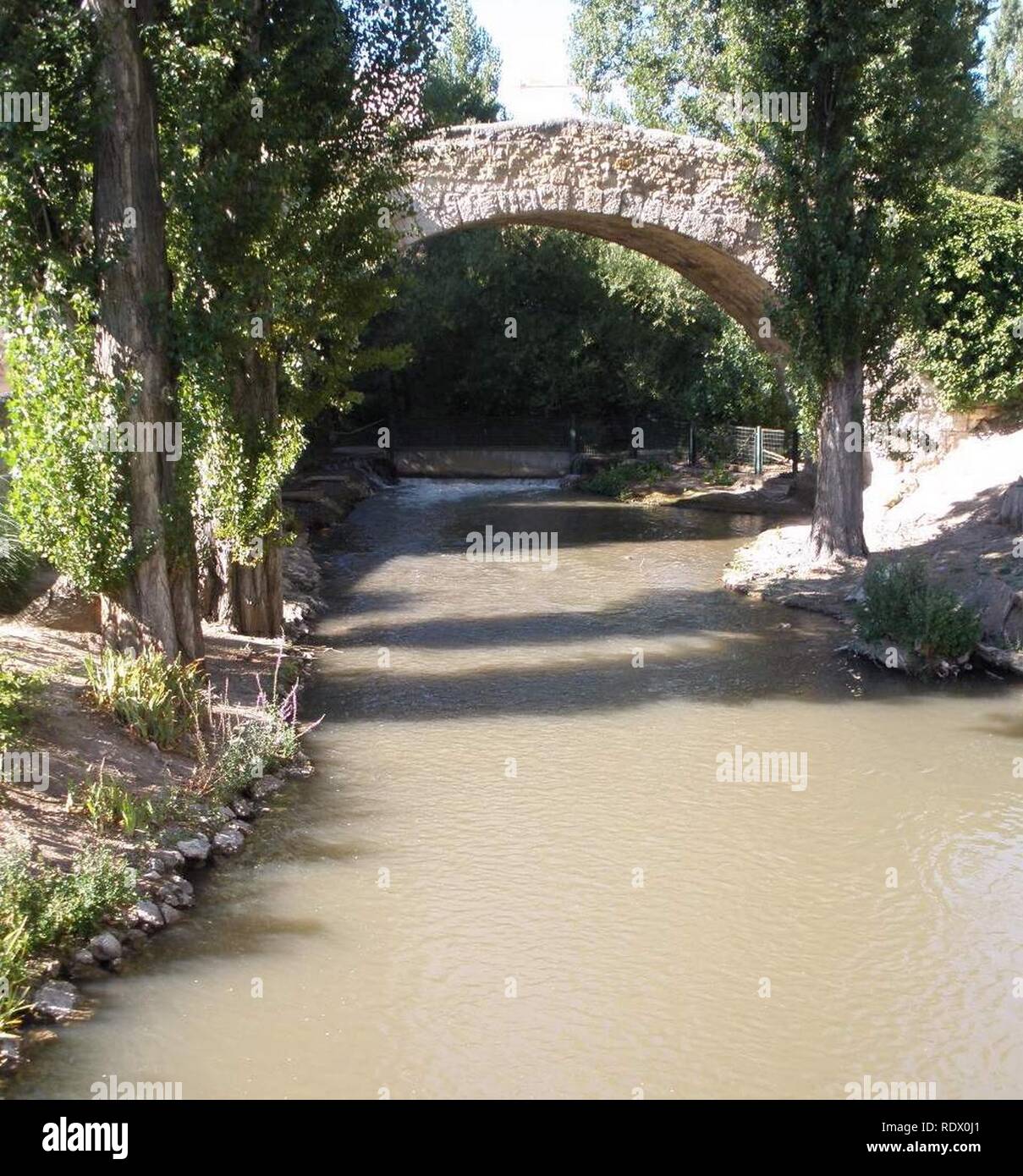 Aranda de Duero - Puente Románico de las Tenerías 1. Stockfoto