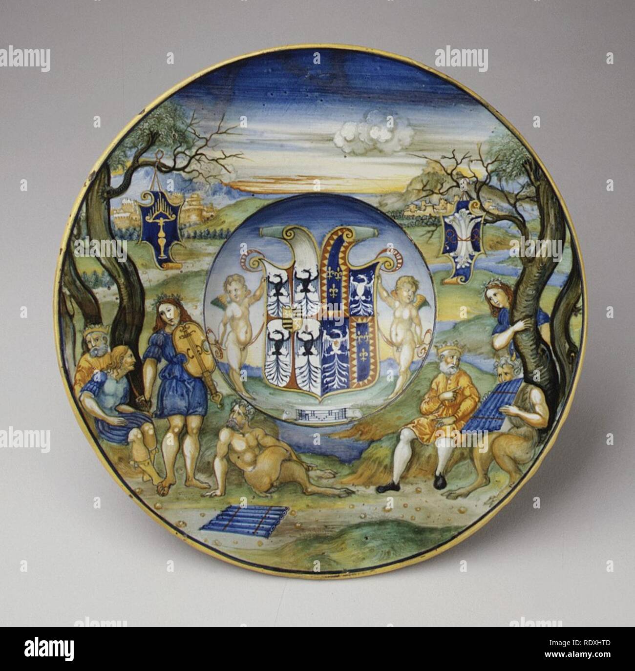 Wappen Platte (tondino) - die Geschichte von König Midas Stockfoto