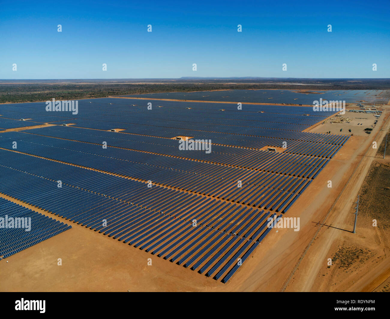 Bungala Solarparks (Dez. 2018) ist die grösste Solarpark in Australien mit einer Fläche von 800 Hektar. In der Nähe von Port Augusta South Australia Stockfoto