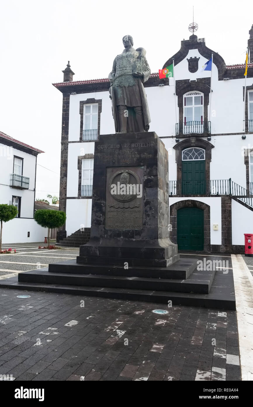 Denkmal Goncalo Vaz Botelho in der Stadt auf der Insel Sao Miguel, Azoren. Stockfoto