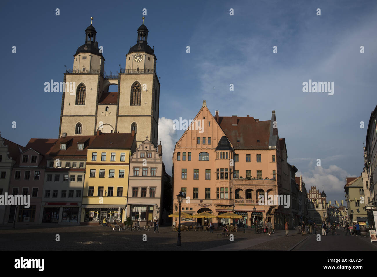 Wittenberg ist eine Stadt mit 50000 Einwohnern eng mit Martin Luther verknüpft und die protestantische Reformation hier Stadt- und Pfarrkirche St. Marien Stockfoto