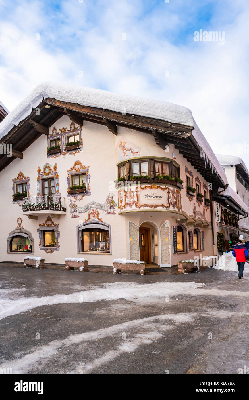 SEEFELD, Österreich - Januar 07, 2019: Seefeld in Tirol ist ein wichtiges touristisches Resort und ein beliebter Platz für Snow Sport, particularl Stockfoto