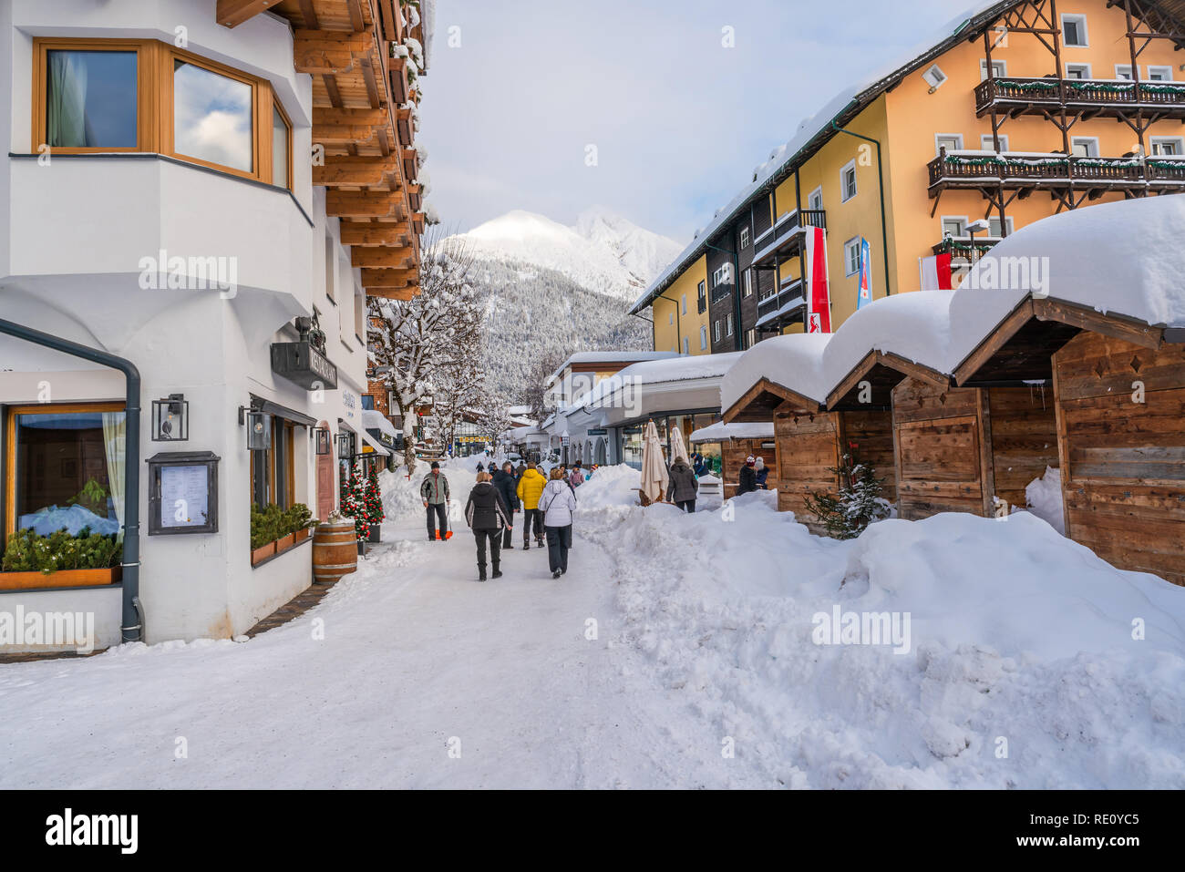 SEEFELD, Österreich - Januar 07, 2019: Seefeld in Tirol ist ein wichtiges touristisches Resort und ein beliebter Platz für Snow Sport, particularl Stockfoto