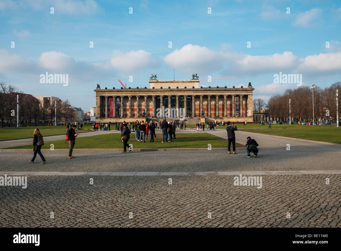 Berlin, Deutschland - Januar 2019: die Fassade der "Alten Museum" (Deutsch für Altes Museum) auf der Museumsinsel in Berlin, Deutschland. Stockfoto