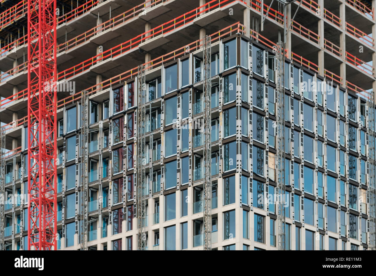 Construcion Website von Skyscraper buulding - Immobilien Entwicklung Konzept Stockfoto