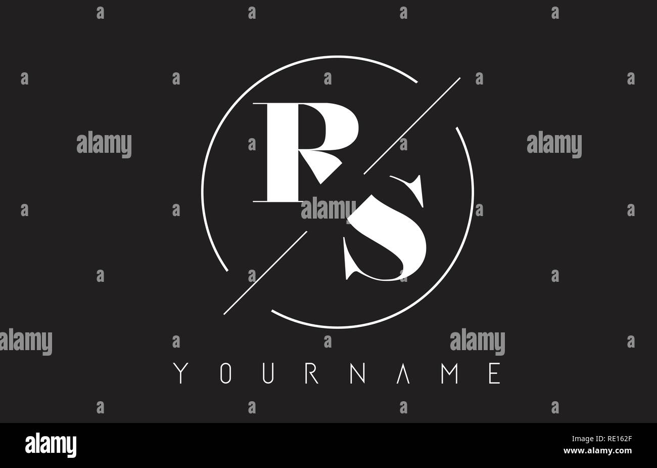 RS Schreiben Logo mit geschnittenen und Schnitt Design und runden Rahmen Vector Illustration Stock Vektor