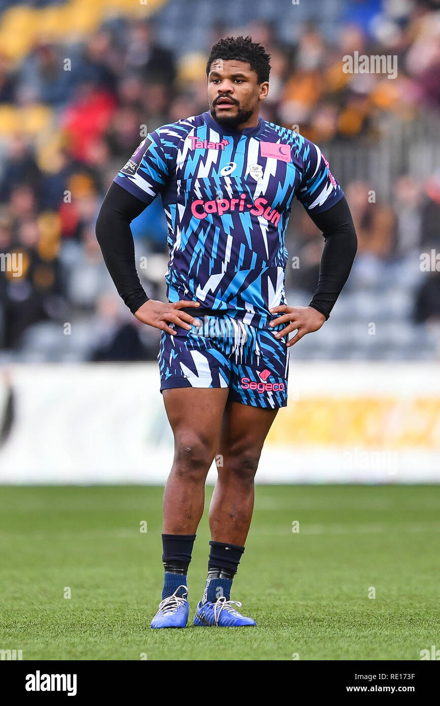 19. Januar 2019, Sixways Stadion, Worcester, England; European Challenge Cup, Worcester vs Stade Francais; Jonathan Danty Stade Francais Paris Credit: Craig Thomas/news Bilder Stockfoto