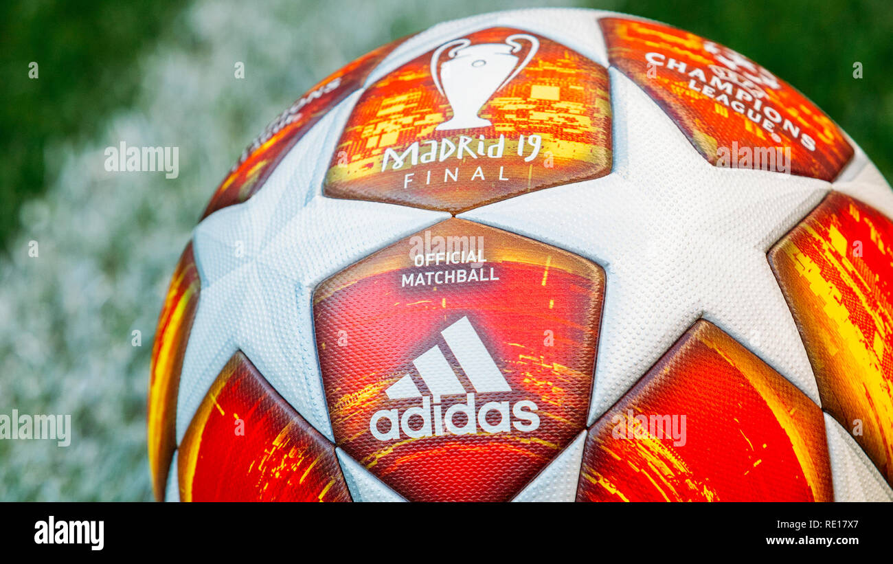 19.1.2019, Adidas Finale Madrid 19, offizielle Spielball der Champions League der Saison 2018/19 in der Wanda Metropolitano Stadion Madrid, Spanien Stockfoto