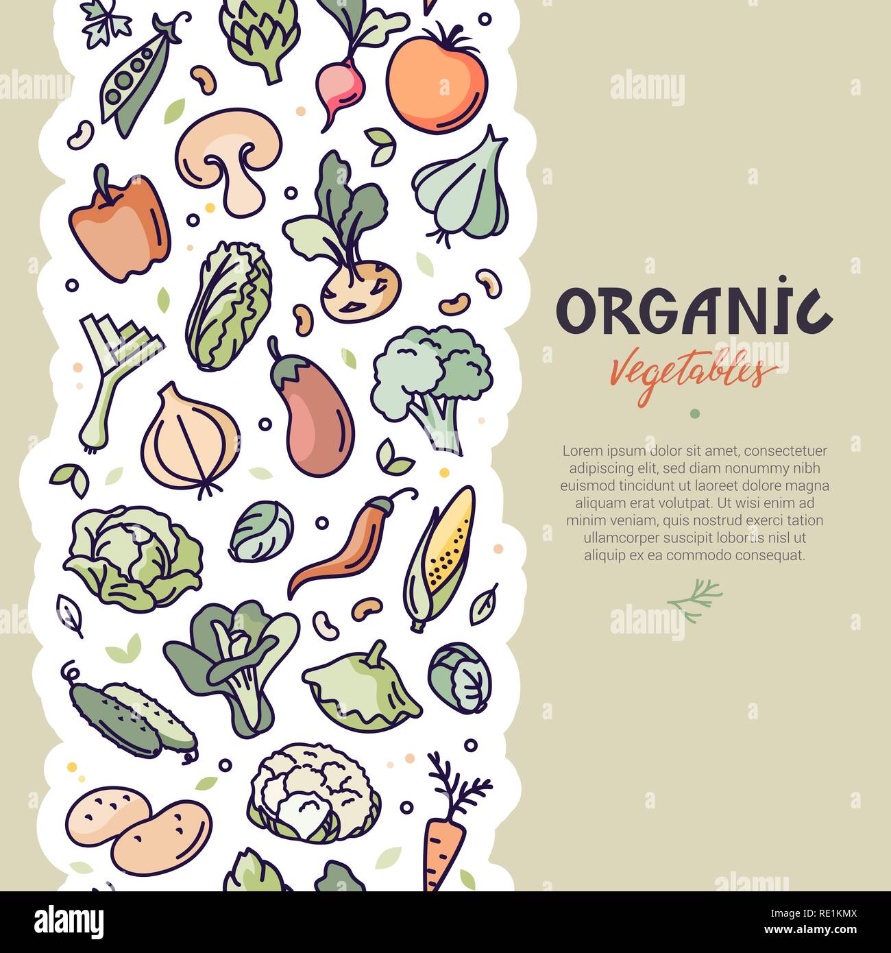 Vektor Design Broschüre mit der Einrichtung der Früchte. Die vertikale Muster der natürlichen Gemüse. Nahtlose Einrichtung vegetarische Mahlzeit für das Poster, Banner. Stock Vektor