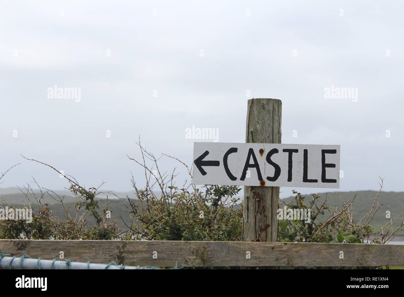 Schloss Burg, unterzeichnen in der Nähe von Clifden Clifden, Irland Stockfoto