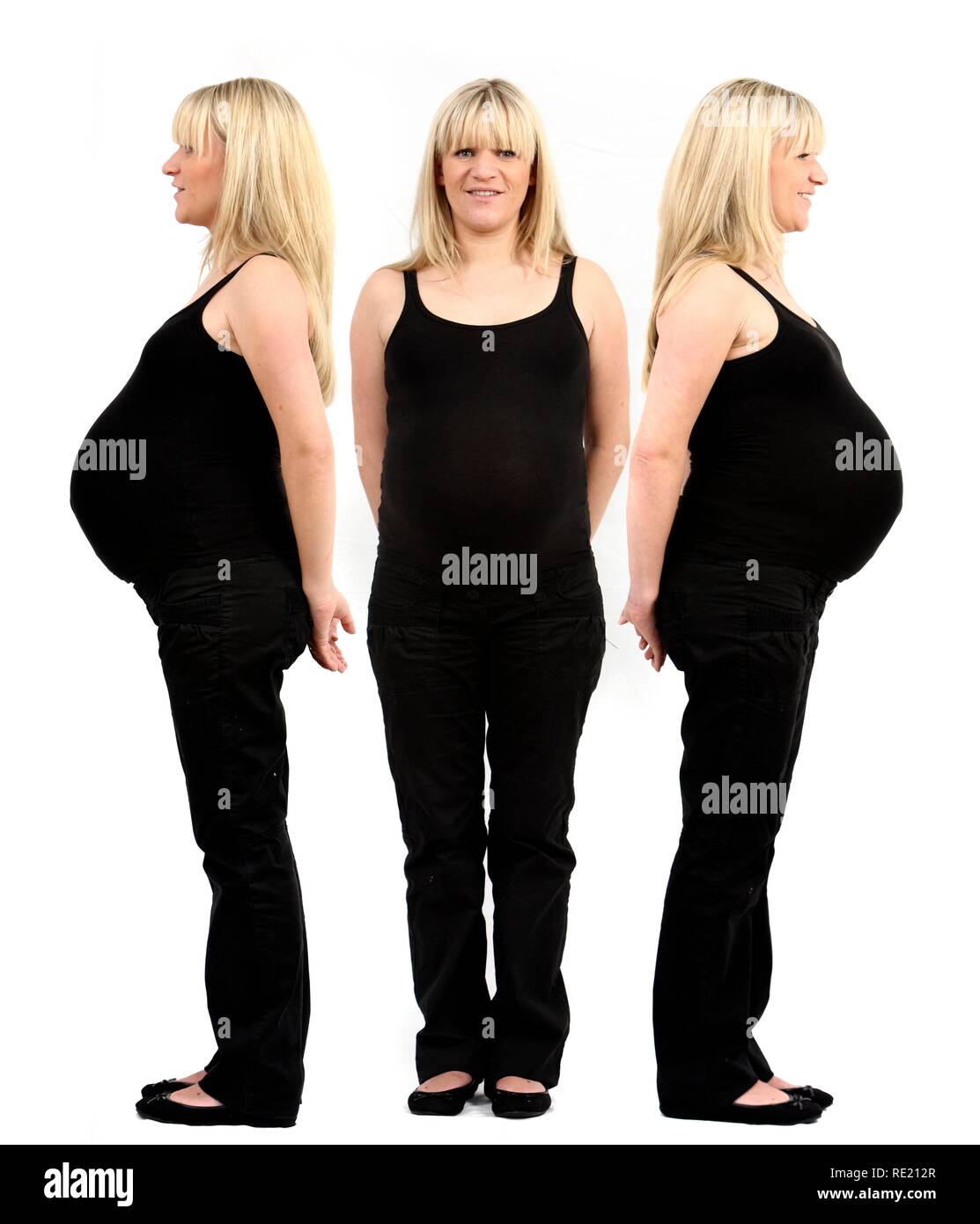 Schwangere Frau, 9. Monats Stockfoto