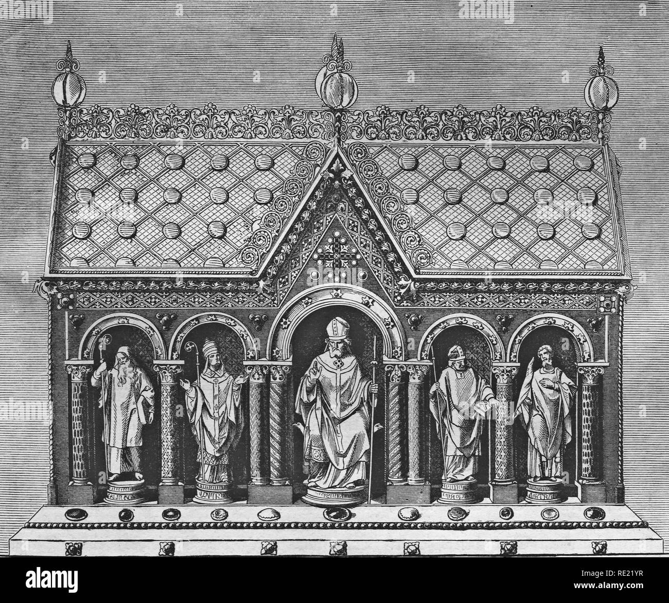 St. Korbinian's Schrein, Dom St. Maria und St. Korbinian, Freising, Bayern, Deutschland, historische Stahlstich von 1860 Stockfoto St. Korbinian's Schrein, Dom St. Maria und St. Korbinian, Freising, Bayern, Deutschland, historische Stahlstich von 1860 Stockfoto