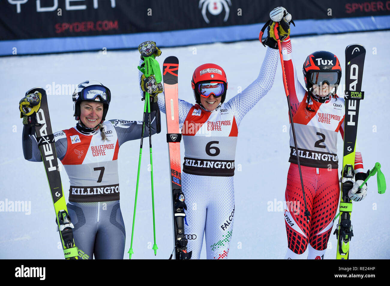 KILLINGTON, USA - 24. NOVEMBER: Ragnhild Mowinckel Norwegen nimmt Platz 2, Federica Brignone von Italien auf Platz 1. Stockfoto