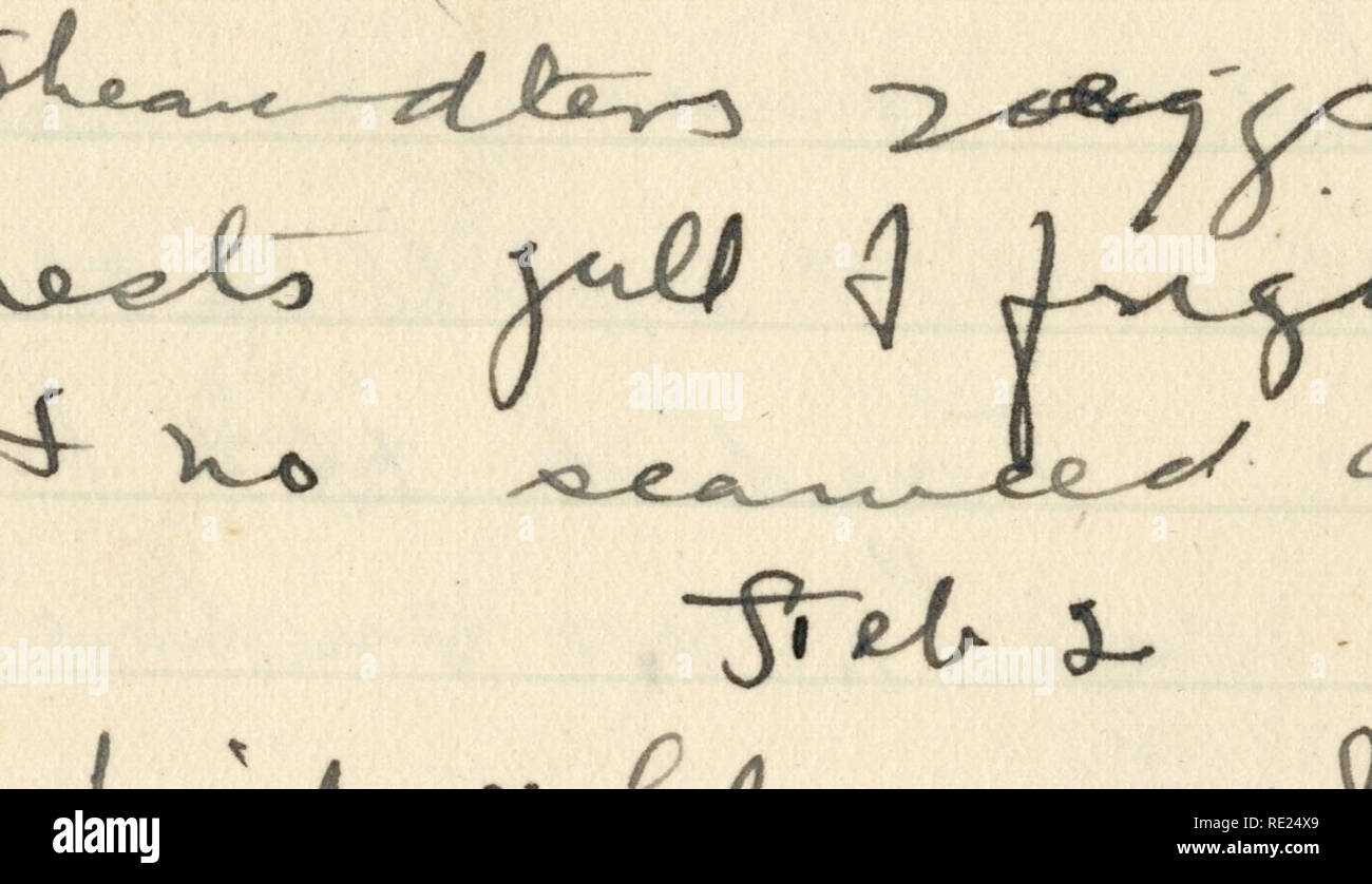 . Rollo Beck Galapagos expedition Journal, 1905-1906 (inklusive). Wissenschaftliche Expeditionen - Südamerika. 77 "^^a^T&gt;^Outsat "2^0 0 &gt; n*^&amp; t* tsvLS^^&amp;* j i ^v^t^âj-ls&lt; J2 s (L^^ lsL LMJ ^f -. &Amp; â ¬ t*^A^C^^i^K ^-^ C-^I/^Cl^l^^ K^^ - e^ SCw. t^-fru^ Q^C^/&lt;3L &Lt;ry ^J^ ^ u&lt;^^ fc^^ Liegen/^C^u^j* ffj7j^^^y^-y*-*^v-Oe^u^y i^Vcf Â £&lt;fL^y- & Amp; Ae/-?^^^^^^ J^ jf ** ff "*"*%&amp; - 9 - ^y^j Xe ^^y^^, &lt;=&lt;/w"? Â £^ &Lt;7A? "1. Bitte beachten Sie, dass diese Bilder sind von der gescannten Seite Bilder, die digital für die Lesbarkeit erhöht worden sein können extrahiert-c Stockfoto