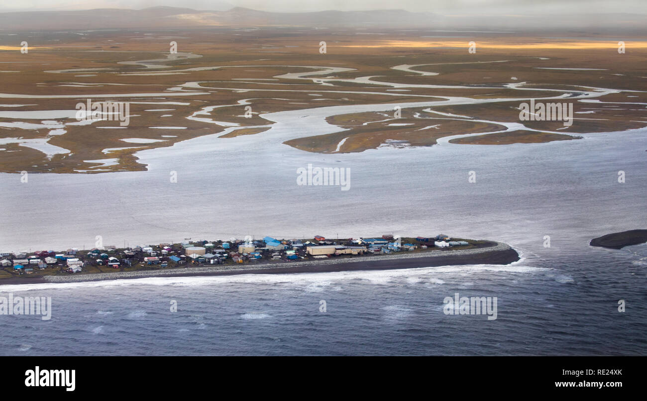 Native Dorf Kivalina, in Alaska Arktis gelegen Stockfoto