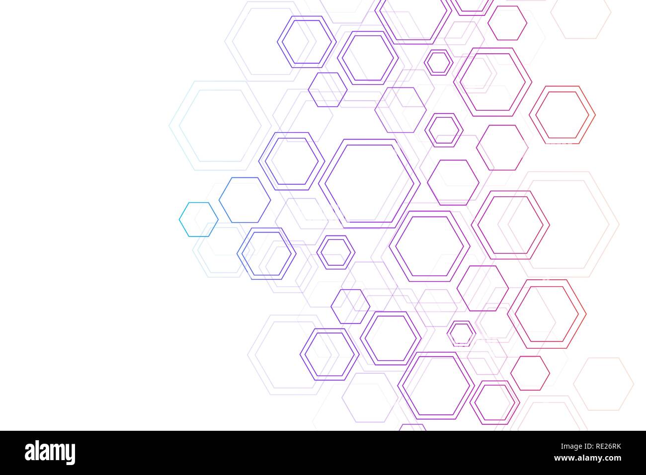 Abstrakte medizinischen Hintergrund DNA-Forschung, Molekül, Genetik, Genom, DNA-Kette. Genetische Analyse kunst Konzept mit Sechsecke, Linien, Punkte. Biotechnologie netzwerk konzept Molekül, Vektor, Abbildung Stock Vektor