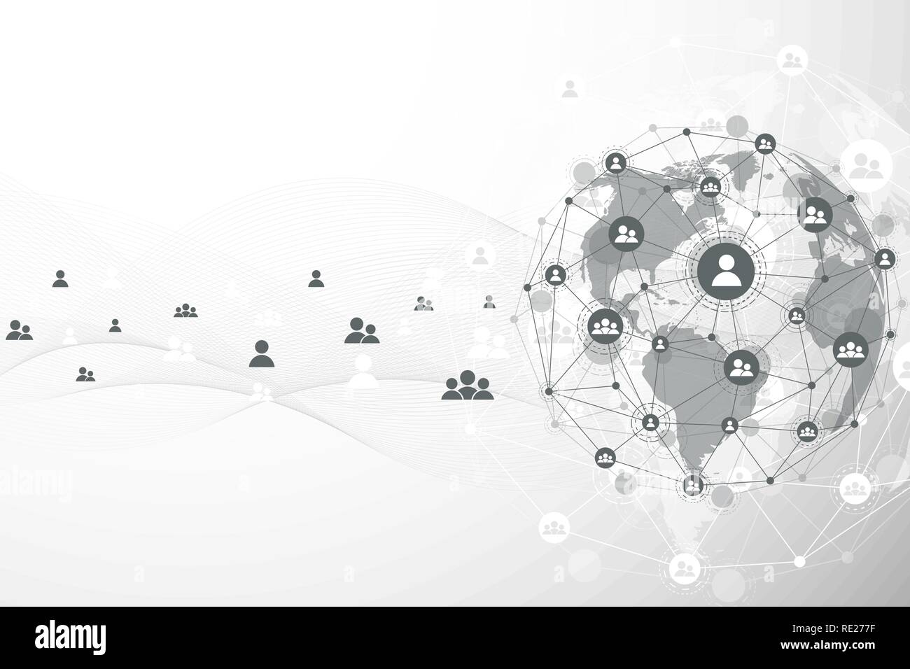 Globales Netzwerk Verbindung Hintergrund. Cyber Security Konzept global business. Internet Kommunikation Hintergrund. Technik Grafik Design. Vector Illustration. Stock Vektor