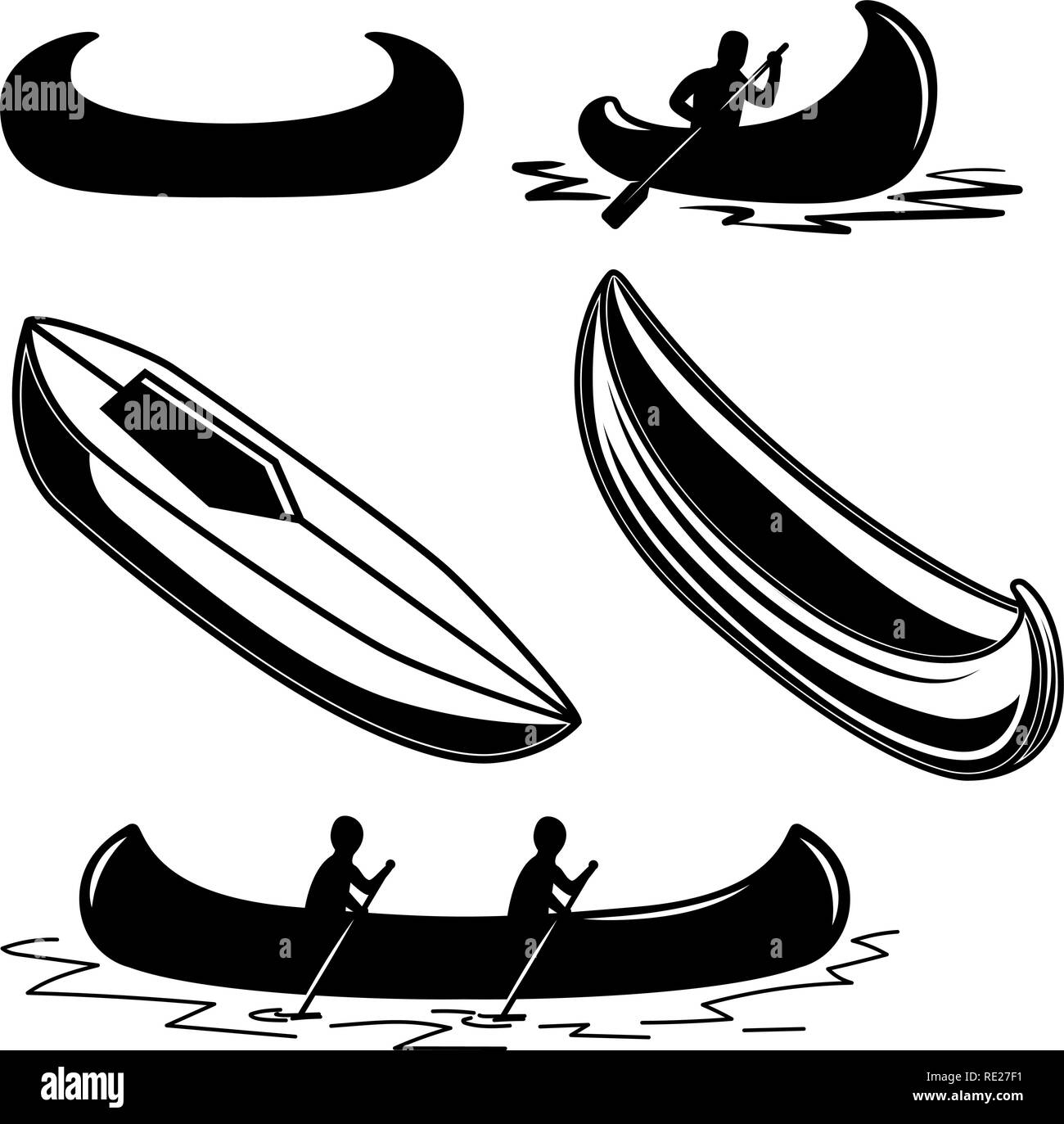 Satz von Kanu Symbole. Design Element für Logo, Label, Emblem, Zeichen