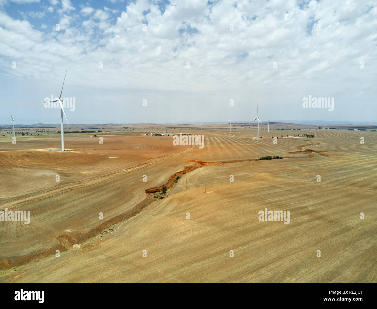 Windenergieanlagen zur Stromerzeugung South Australia Stockfoto
