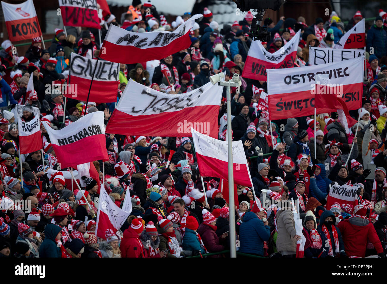 Zakopane, Polen. 19. Januar 2019. Fans in den teamwettbewerben an FIS Weltcup Skispringen 2019 in Zakopane, Polen. Credit: Diogo Baptista/Alamy leben Nachrichten Stockfoto