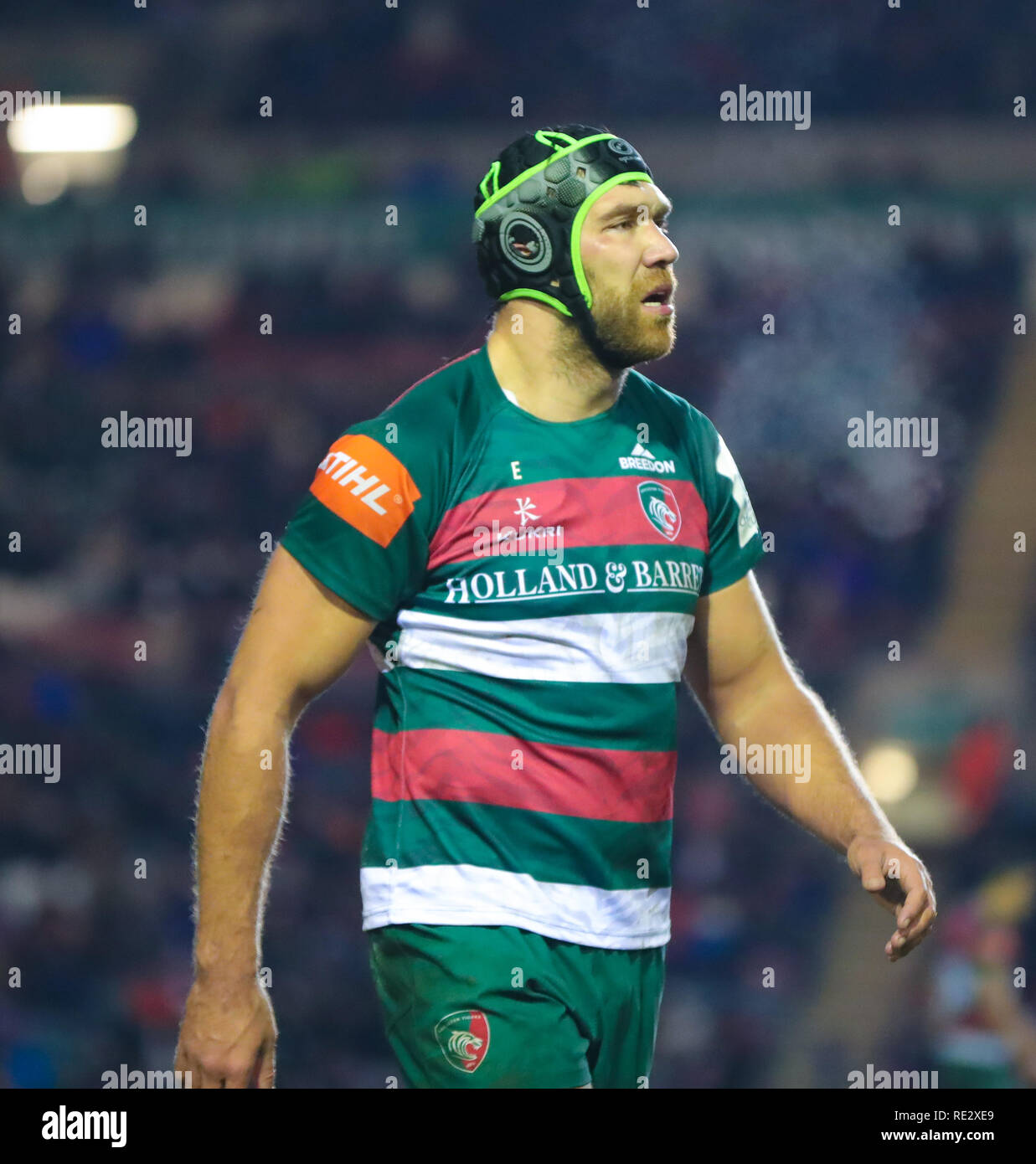 Leicester, Großbritannien. 19. Jan 2019. Graham Kitchener in Aktion für die Leicester Tigers während der heineken Champions Cup Runde 6 Match zwischen Leicester Tigers und Ulster Rugy rfc. © Phil Hutchinson/Alamy leben Nachrichten Stockfoto