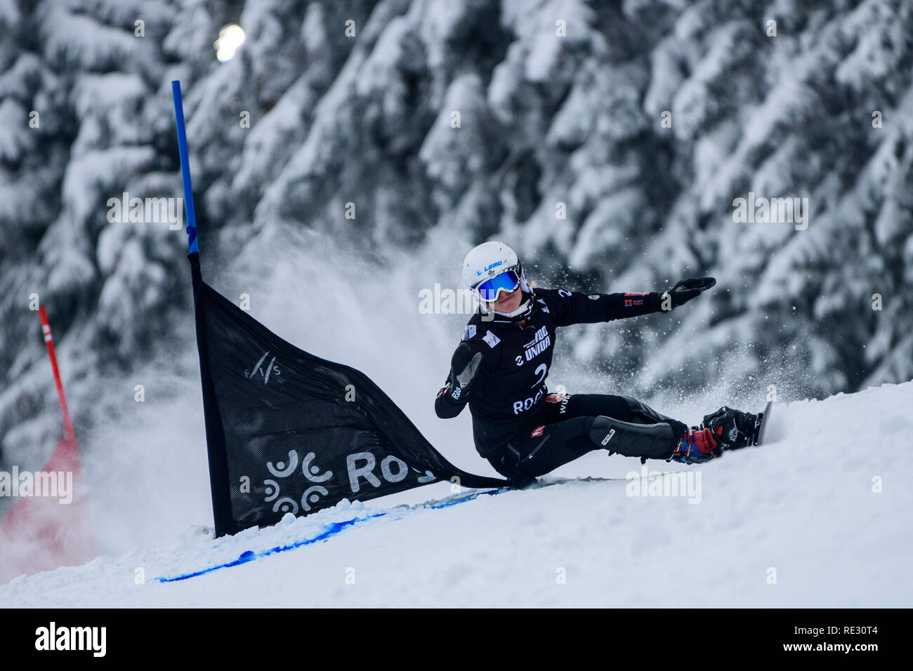 Rogla, Slowenien. 19. Jan 2019. Selina Jörg Deutschland konkurriert während der FIS Snowboard Damen Parallel Riesenslalom Weltcup Rennen in Rogla, Slowenien am 19. Januar 2019. Foto: Jure Makovec Credit: Jure Makovec/Alamy leben Nachrichten Stockfoto