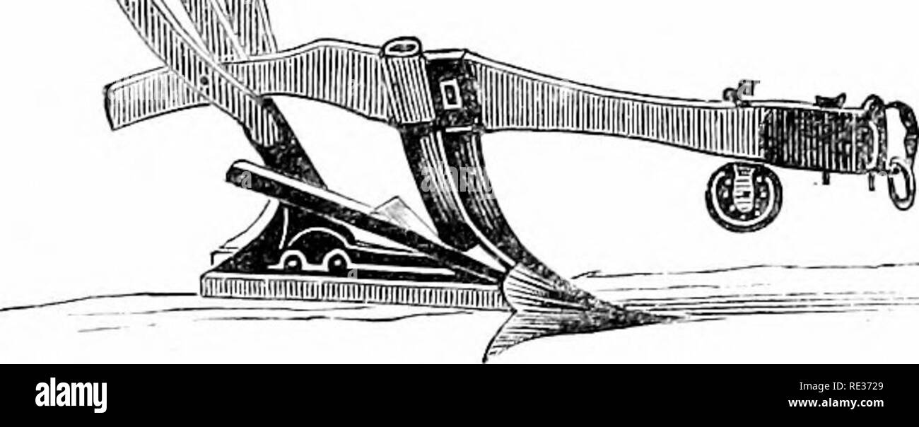 . Die American Home Garten. Die Grundsätze und Regeln für die Kultur von Gemüse, Obst, Blumen und Sträucher. Die kurze Hinweise auf die landwirtschaftlichen Kulturpflanzen hinzugefügt, mit einem Tisch Ihrer durchschnittlichen Produkt- und chemische Bestandteile. Im Garten arbeiten. FasIiioned LongBr-zwei-Pferd Pflügen. Häufig bevorzugt für Land, das glatt und frei von Steinen, als auf unsere westlichen Prärien; aber je kürzer die Verzahnung der Pflug, je näher Sie an den Enden und gedreht werden und sonst gelungen, die Leichter. Der tiefgrubber (Abb. 17) ist einfach eine Schwere, stark gemacht. Es.. Lockergerät. Pflug - Rahmen und Teilen, w Stockfoto