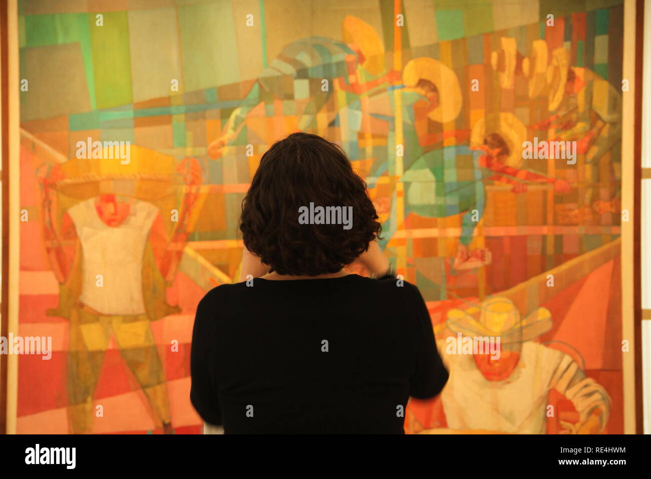 Colheita de Café, Kaffee Ernte, Candido Portinari, 1960, Öl auf Holz - Private Collection, Banco Itaú, MASP, São Paulo, Brasilien Stockfoto