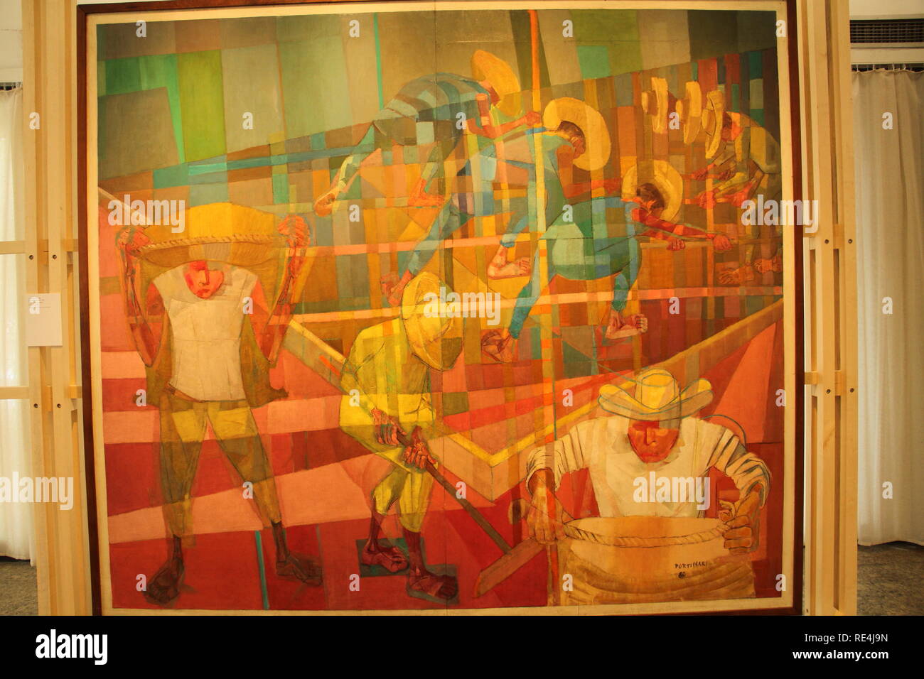 Colheita de Café, Kaffee Ernte, Candido Portinari, 1960, Öl auf Holz - Private Collection, Banco Itaú, MASP, São Paulo, Brasilien Stockfoto