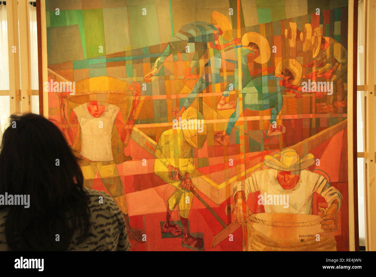 Colheita de Café, Kaffee Ernte, Candido Portinari, 1960, Öl auf Holz - Private Collection, Banco Itaú, MASP, São Paulo, Brasilien Stockfoto