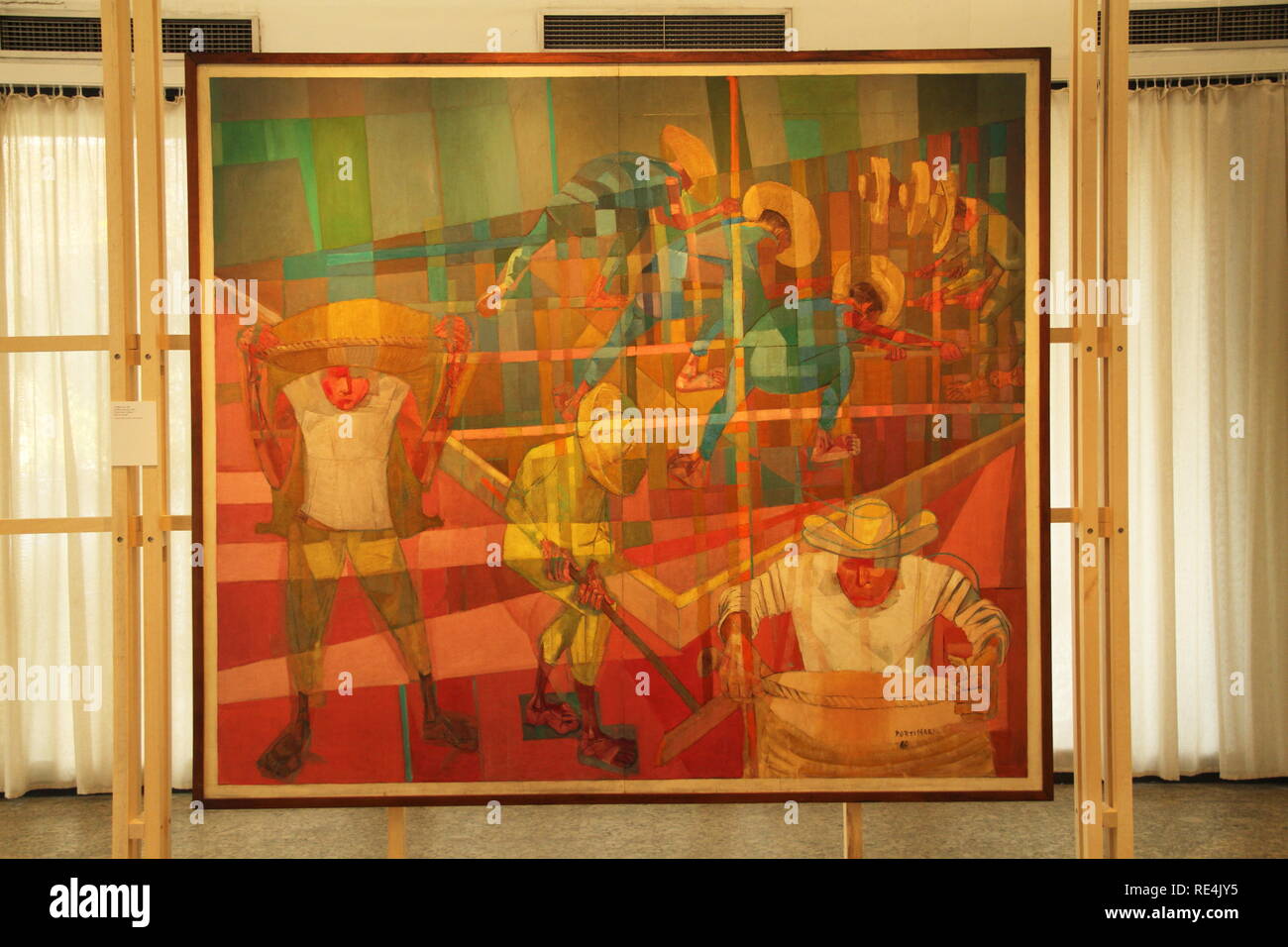 Colheita de Café, Kaffee Ernte, Candido Portinari, 1960, Öl auf Holz - Private Collection, Banco Itaú, MASP, São Paulo, Brasilien Stockfoto