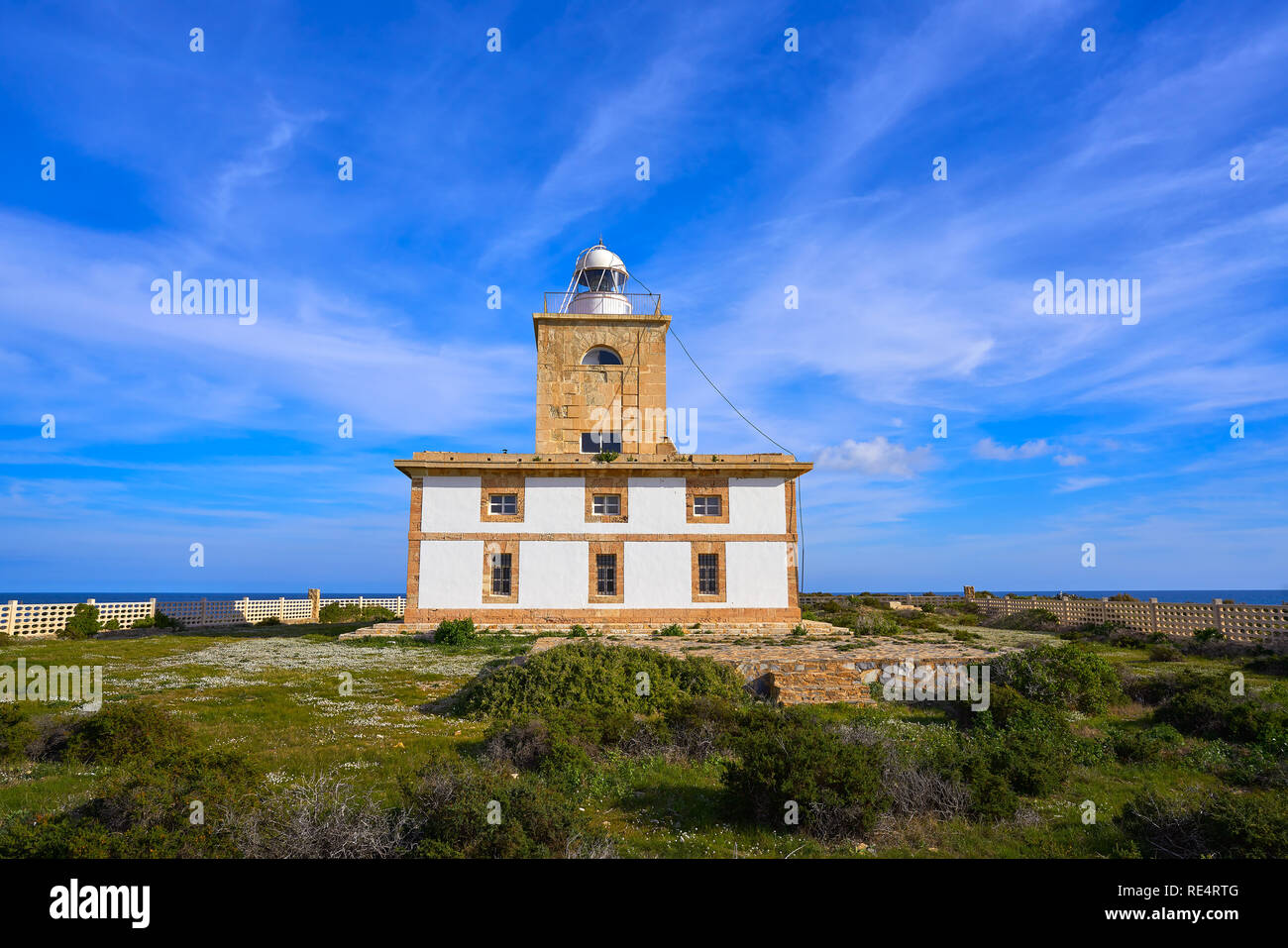 Leuchtturm Faro von Nova Insel Tabarca in Alicante Spanien Stockfoto