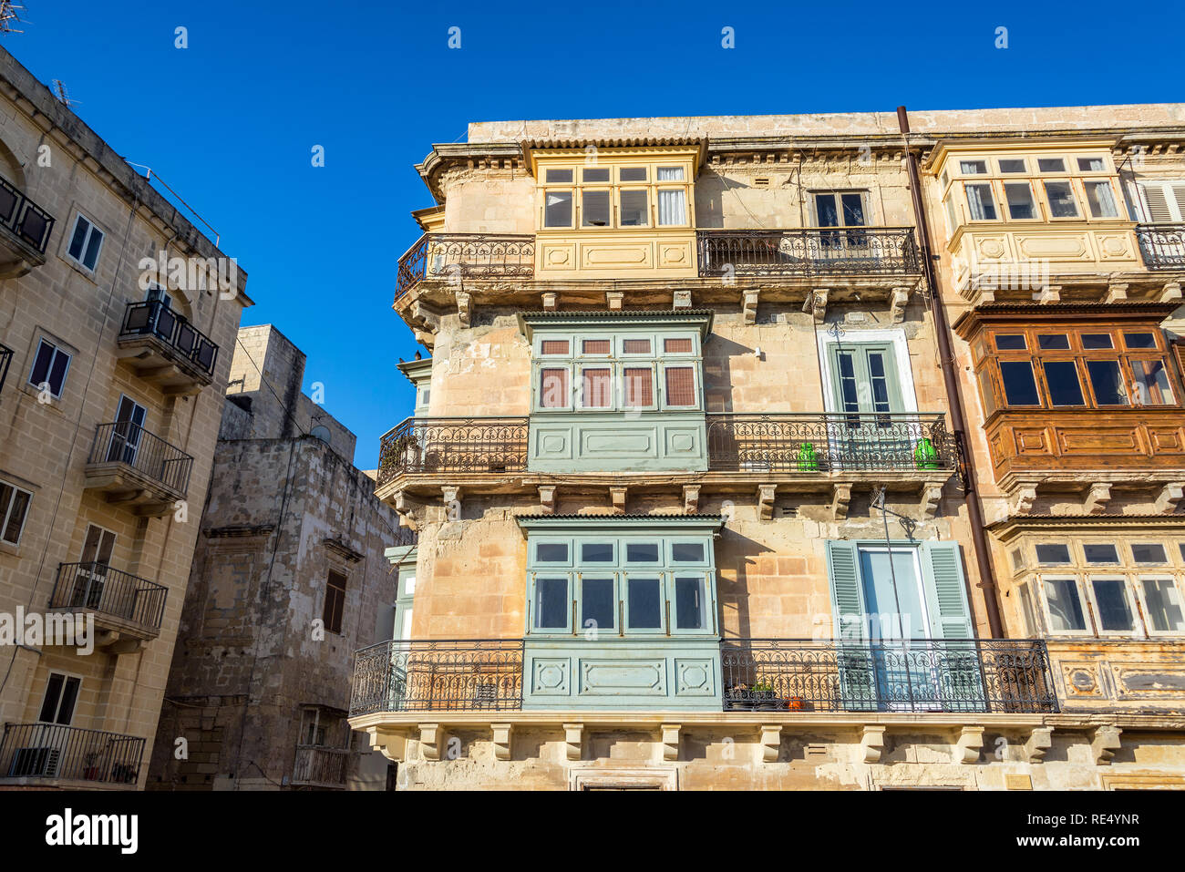 Alte historische Architektur in Valletta, Malta Stockfoto