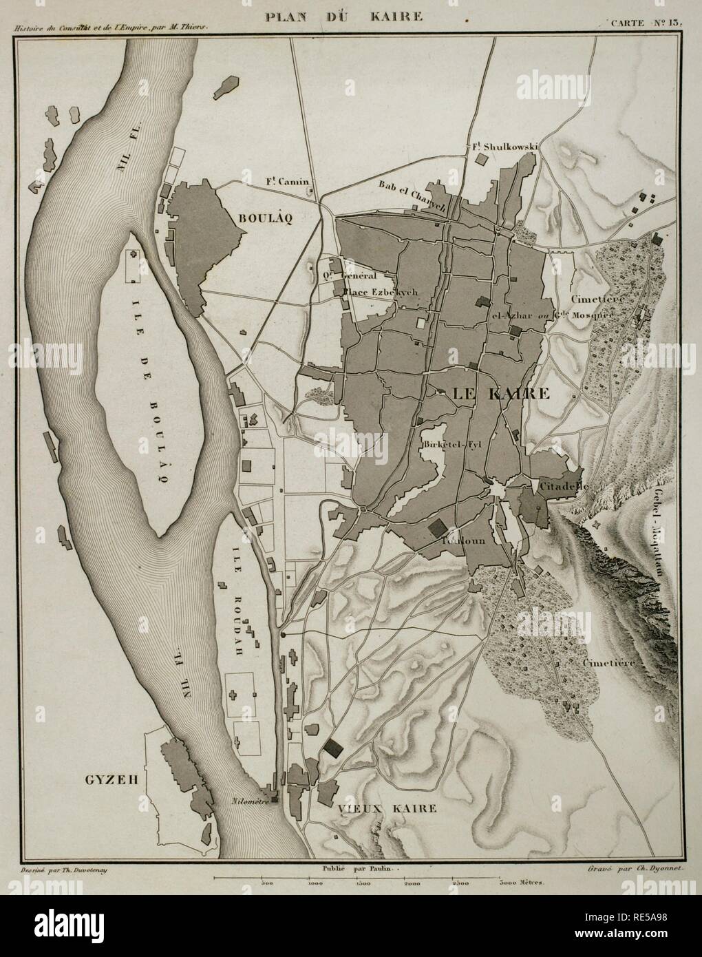 Napoleonischen Karte. Stadt Kairo (Ägypten). Atlas de l'Histoire du Consulat et de l'Empire. Geschichte des Konsulats und des Empire von Frankreich unter Napoleon von Marie Joseph Louis Adolphe Thiers (1797-1877). Zeichnungen von Dufour, Stiche von Dyonnet. In Paris, 1864 bearbeitet werden. Stockfoto Napoleonischen Karte. Stadt Kairo (Ägypten). Atlas de l'Histoire du Consulat et de l'Empire. Geschichte des Konsulats und des Empire von Frankreich unter Napoleon von Marie Joseph Louis Adolphe Thiers (1797-1877). Zeichnungen von Dufour, Stiche von Dyonnet. In Paris, 1864 bearbeitet werden. Stockfoto