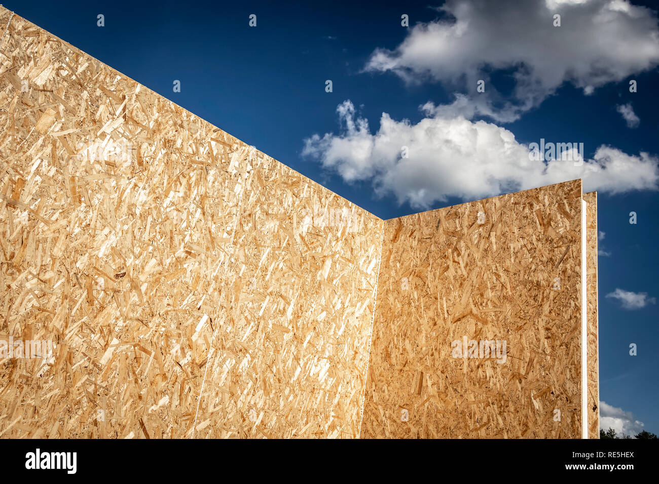 Bau eines Holzhauses von SIP-panels. Stockfoto